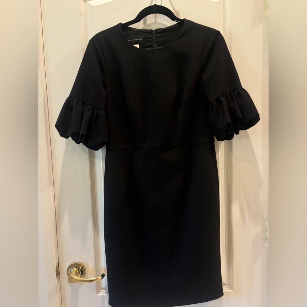 Donna Morgan Black Dress with Ruffled Sleeves